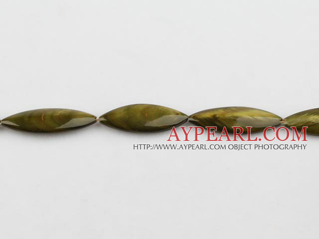 Shell Beads, Bronze Color, 10*30mm dyed horse eye shape, Sold per 15-inch strand