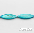 Shell Beads, Turquoise Blue Color, 10*30mm dyed horse eye shape, Sold per 15-inch strand