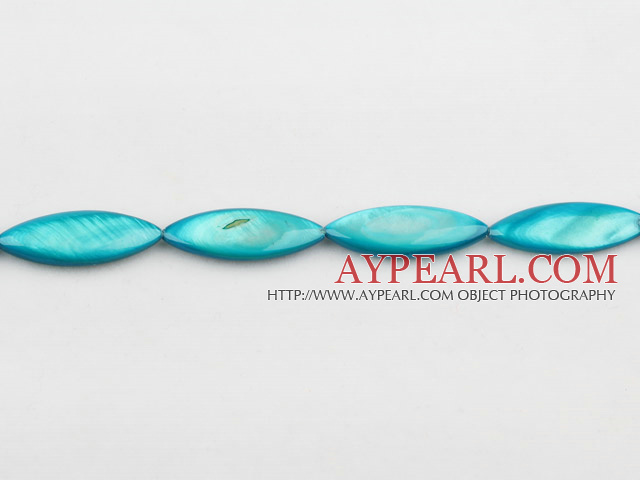 Shell Beads, Turquoise Blue Color, 10*30mm dyed horse eye shape, Sold per 15-inch strand