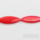 Shell Beads, Red, 10*30mm dyed horse eye shape, Sold per 15-inch strand