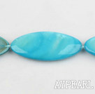 Shell Beads, Turquoise Blue Color, 3*15*35mm dyed horse eye shape, Sold per 15-inch strand
