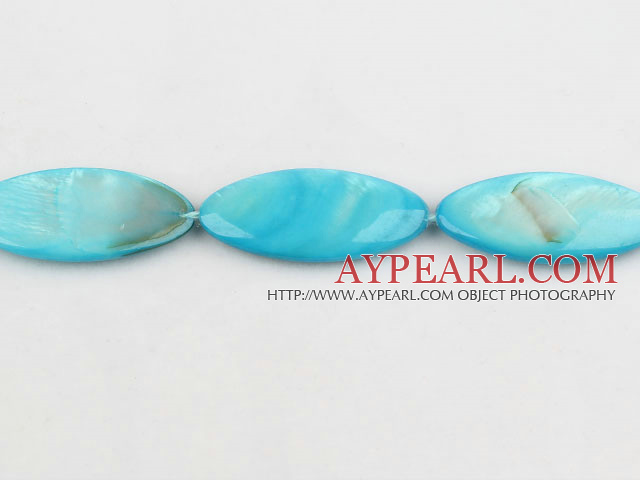 Shell Beads, Turquoise Blue Color, 3*15*35mm dyed horse eye shape, Sold per 15-inch strand