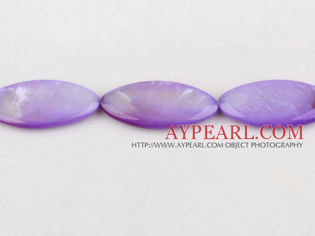 Shell Beads, Purple, 3*15*35mm dyed horse eye shape, Sold per 15-inch strand