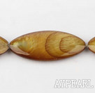Shell Beads, Brown, 3*15*35mm dyed horse eye shape, Sold per 15-inch strand