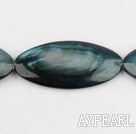 Shell Beads, Black Blue, 3*15*35mm dyed horse eye shape, Sold per 15-inch strand