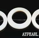 Shell Beads, White, 25mm ring shape, Sold per 15.7-inch strand