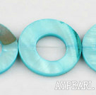Shell Beads, Light Blue, 25mm dyed ring shape, Sold per 15.7-inch strand