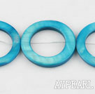 Shell Beads, Lake Blue, 25mm dyed ring shape, Sold per 15.7-inch strand