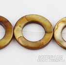 Shell Beads, Brown, 25mm dyed ring shape, Sold per 15.7-inch strand