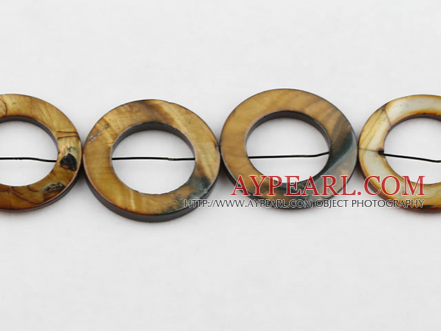 Shell Beads, Brown, 3*30mm dyed hollow out shape, Sold per 15-inch strand