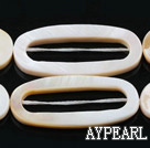 Shell Beads, White, 3*18*38mm hollow out egg shape, Sold per 15.4-inch strand