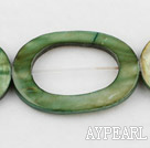 Shell Beads, Olive green, 3*25*35mm fresh water, hollow out egg shape, Sold per 15-inch strand