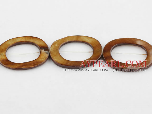 Shell Beads, Brown, 3*25*35mm fresh water, hollow out egg shape, Sold per 15-inch strand