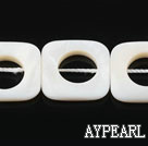 Shell Beads, White, 18*18mm fresh water, hollow out square shape, Sold per 15.4-inch strand