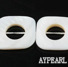 Shell Beads, White, 25*25mm fresh water, hollow out square shape, Sold per 15.7-inch strand