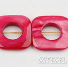 Shell Beads, Pink, 25*25mm fresh water, hollow out square shape, Sold per 15.7-inch strand