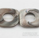 Shell Beads, Gray, 25*25mm fresh water, hollow out square shape, Sold per 15.7-inch strand