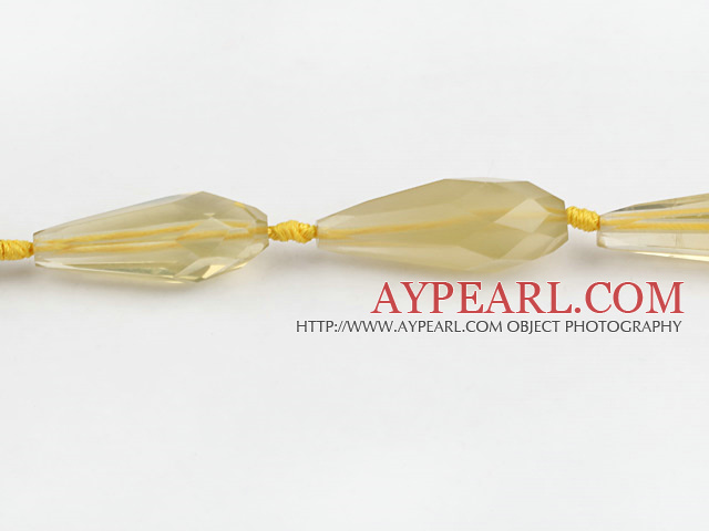Citrine Gemstone Beads, Yellow, 14*40mm faceted drop shape,Sold per 15.75-inch strands