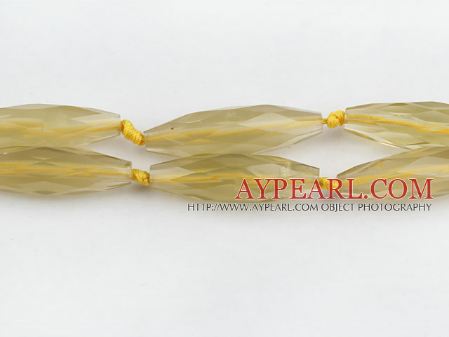 Citrine Gemstone Beads, Yellow, 14*50mm faceted shuttle shape,Sold per 15.75-inch strands