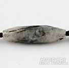 Rutilated Quartz Gemstone Beads, Black, 14*50mm faceted shuttle shape,Sold per 14.96-inch strands