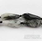 Rutilated Quartz Gemstone Beads, Black, 15*30mm faceted drop shape,Sold per 15.75-inch strands