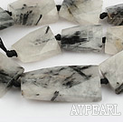 Rutilated Quartz Gemstone Beads, Black, 10*22*45mm faceted irregular,Sold per 16.14-inch strands