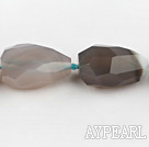 Agate Gemstone Beads, Gray, 20*35mm faceted irregular drop shape,Sold per 17.32-inch strands
