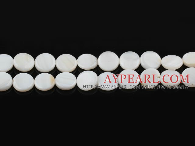 Shell Beads, White, 10mm round,Sold per 14.96-inch strand