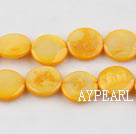 Shell Beads, Yellow, 10mm dyed round,Sold per 14.96-inch strand