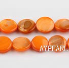 Shell Beads, Orange, 10mm dyed round,Sold per 14.96-inch strand