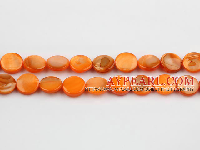 Shell Beads, Orange, 10mm dyed round,Sold per 14.96-inch strand