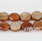 Shell Beads, Dark Amber Color, 10mm dyed round,Sold per 14.96-inch strand