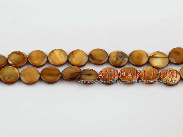 Shell Beads, Dark Amber Color, 10mm dyed round,Sold per 14.96-inch strand