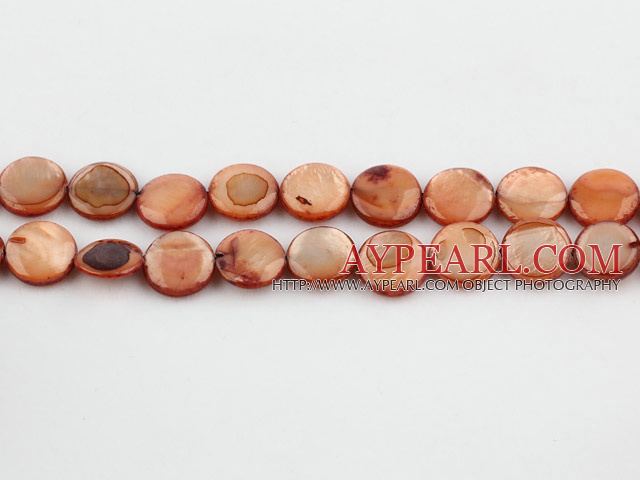 Shell Beads, Reddish Brown, 10mm dyed round,Sold per 14.96-inch strand