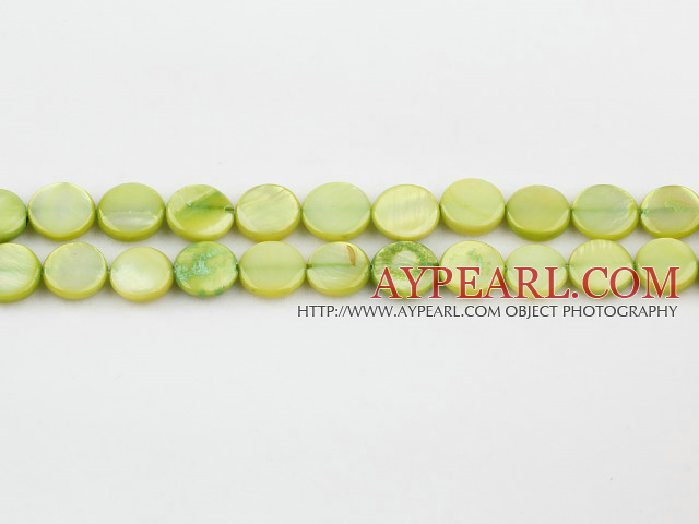 Shell Beads, Light Green, 10mm dyed round,Sold per 14.96-inch strand
