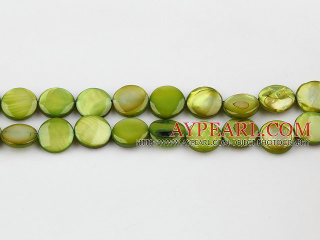 Shell Beads, Grass Green, 10mm dyed round,Sold per 14.96-inch strand