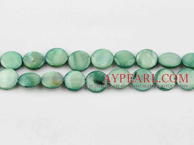 Shell Beads, Olive Green, 10mm dyed round,Sold per 14.96-inch strand