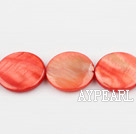 Shell Beads, Orangish Red, 20mm dyed round, Sold per 15-inch strand