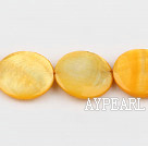 Shell Beads, Yellow, 20mm dyed round, Sold per 15-inch strand