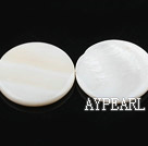 Shell Beads, White, 30mm round, Sold per 15-inch strand