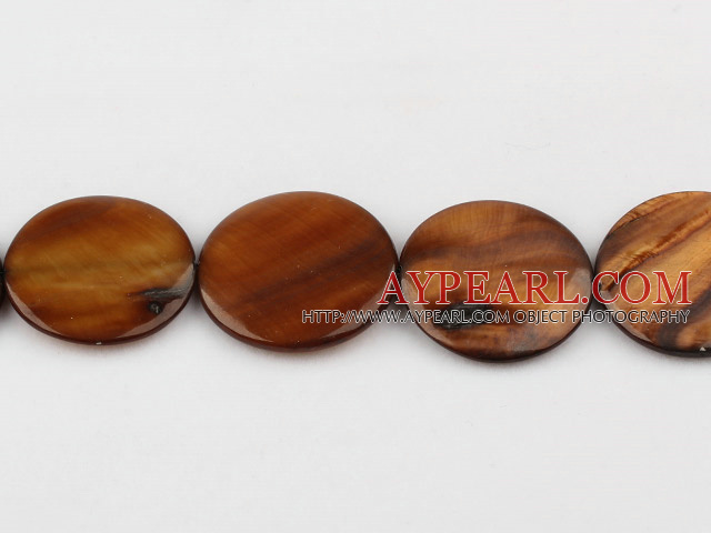 Shell Beads, Brown, 30mm dyed round, Sold per 15-inch strand