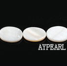 Shell Beads, White, 15*20*3mm dyed egg shape, Sold per 15-inch strand