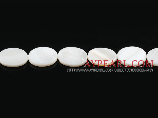 Shell Beads, White, 15*20*3mm dyed egg shape, Sold per 15-inch strand