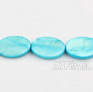 Shell Beads, Turquoise Blue Color, 15*20*3mm dyed egg shape, Sold per 15-inch strand