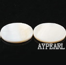 Shell Beads, White, 18*25*3mm egg shape, Sold per 15-inch strand