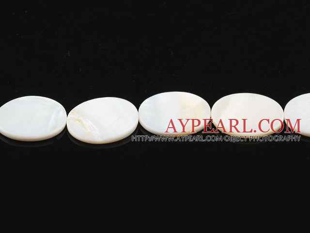 Shell Beads, White, 18*25*3mm egg shape, Sold per 15-inch strand