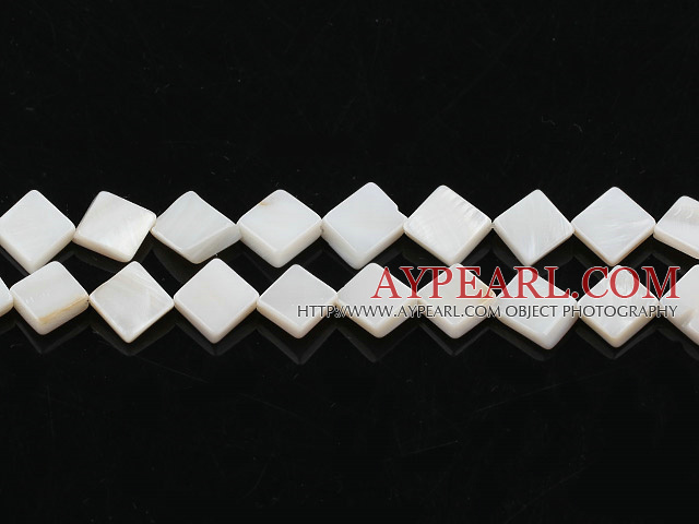 Shell Beads, White, 8*8mm dyed opposite angles , Sold per 15-inch strand