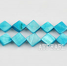 Shell Beads, Turquoise Blue, 8*8mm dyed opposite angles , Sold per 15-inch strand