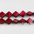 Shell Beads, Wine Red, 8*8mm dyed opposite angles , Sold per 15-inch strand