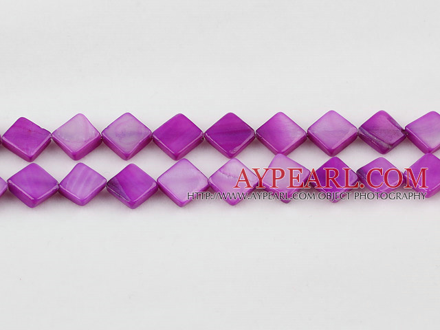 Shell Beads, Purplish Red, 8*8mm dyed opposite angles , Sold per 15-inch strand